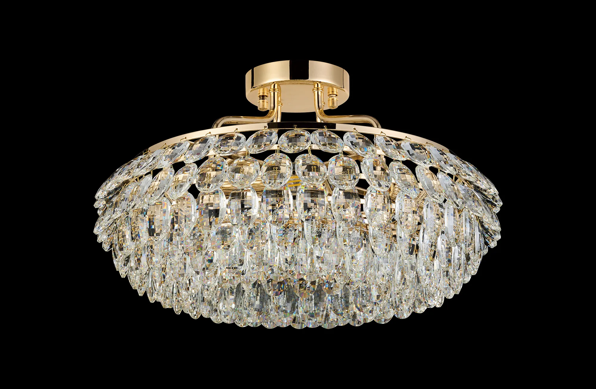 Coniston French Gold Crystal Ceiling Lights Diyas Semi Flush Fittings